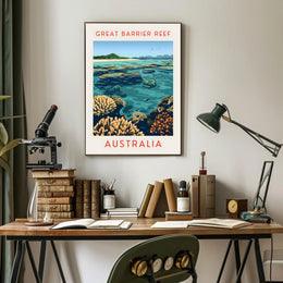 Great Barrier Reef: Vibrant Marine Life and Coral Formations Poster
