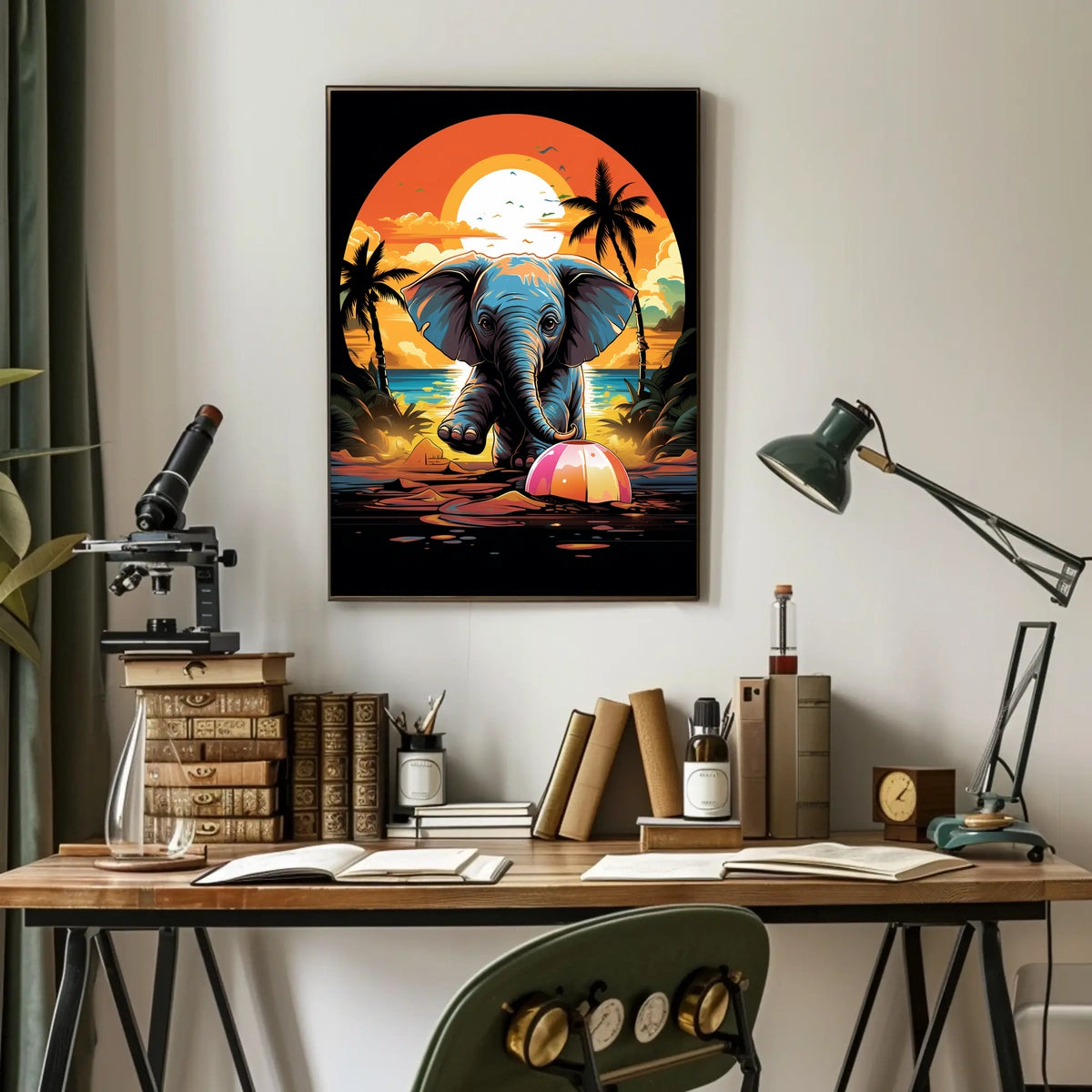 Elephant Paradise At Sunset Poster