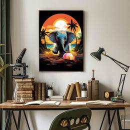 Elephant Paradise At Sunset Poster