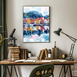 Norway Bergen Bryggen Waterfront Poster