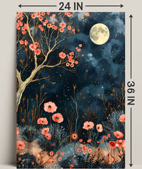 Dreamy Enchanted Garden Under Moonlit Sky Poster