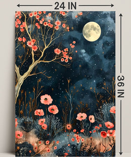 Dreamy Enchanted Garden Under Moonlit Sky Poster