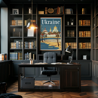 Ukraine Cityscape Vintage Poster