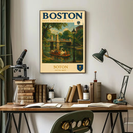 Boston Swan Boats Vintage Travel Poster