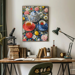 Vibrant Tea Scene Artistic Poster PosterGoat