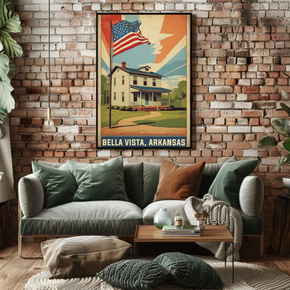 Bella Vista Arkansas Flag Home Vintage Travel Poster