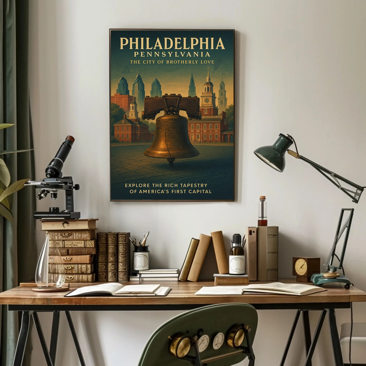 Philadelphia Liberty Bell Vintage Poster: Historical Elegance