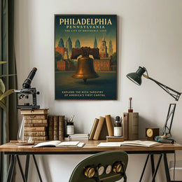 Philadelphia Liberty Bell Vintage Poster: Historical Elegance