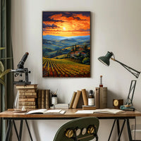 Sunset Over Tuscan Vineyards Poster