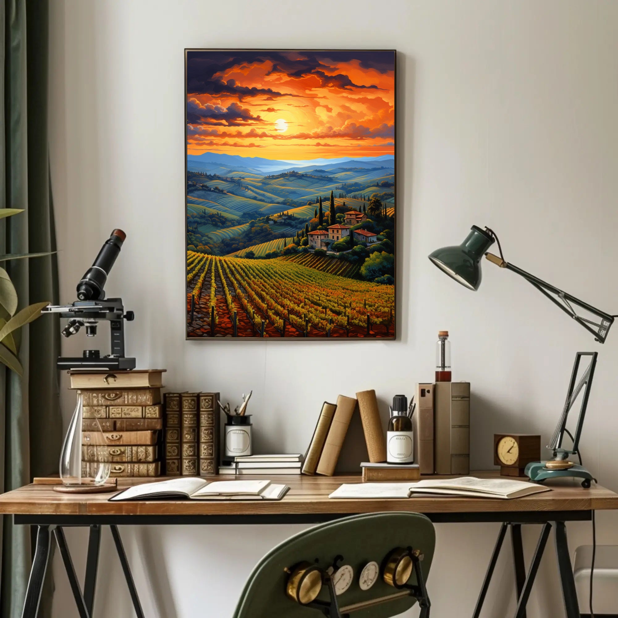 Sunset Over Tuscan Vineyards Poster