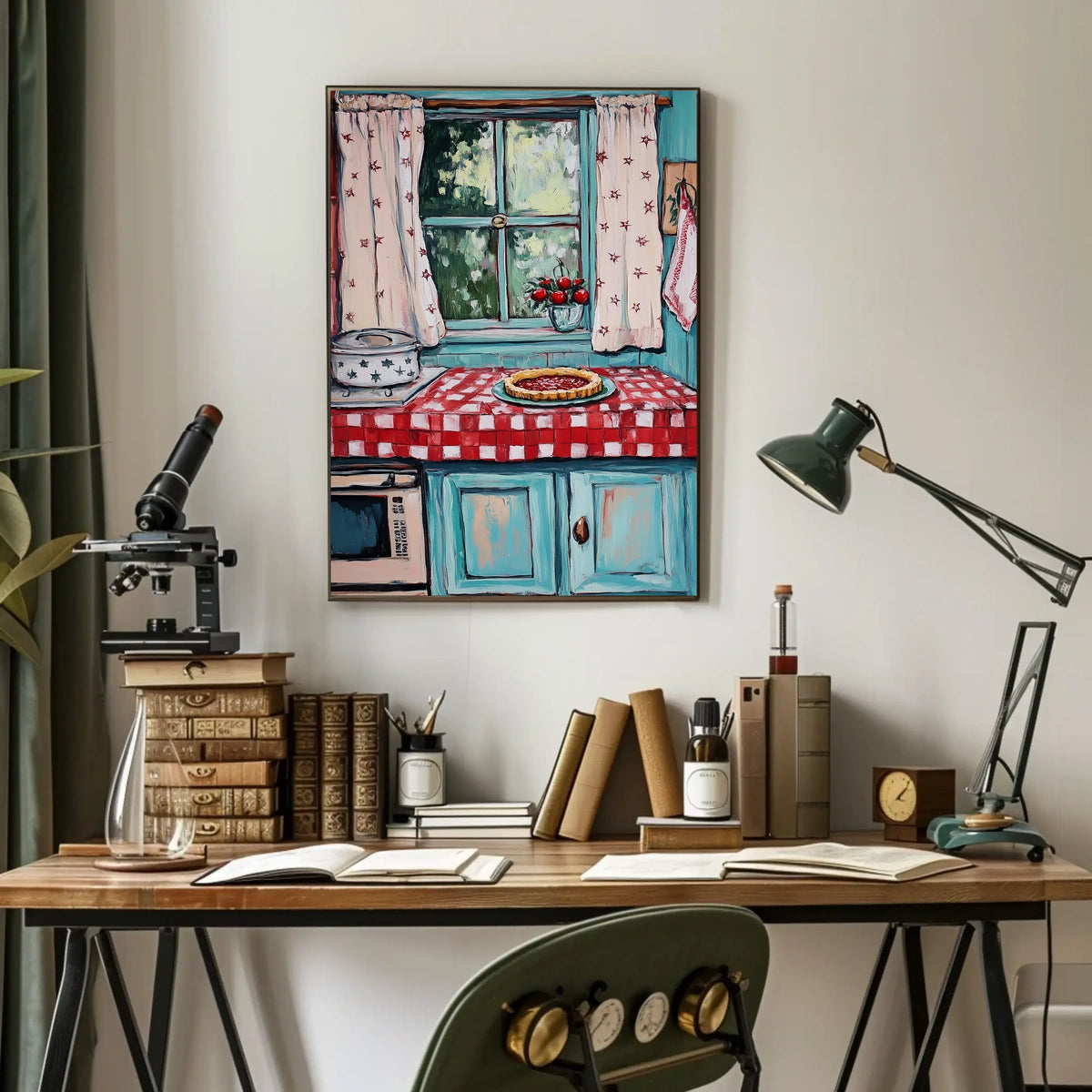 Grandmas Kitchen Scene With Cherry Pie Artwork Poster