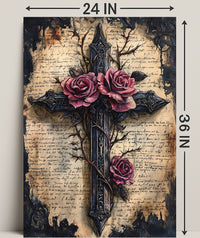 Roses And Cross Poster
