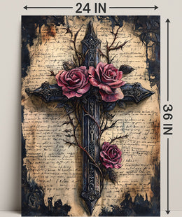 Roses And Cross Poster