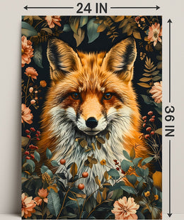 Fox Among Blossoms: Detailed Wildlife Art Animal Poster