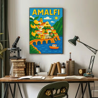 Amalfi Coast Illustration Poster