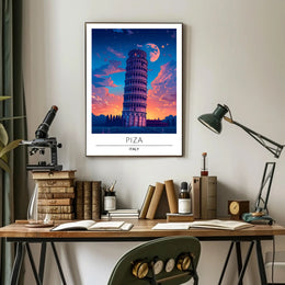Leaning Tower of Pisa Vibrant Art Travel Poster