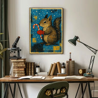 Squirrel With Candy Cane Poster
