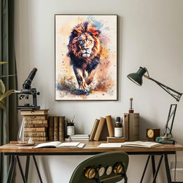 Majestic Lion in Watercolor Poster