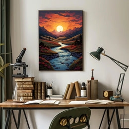 Sunset Over Serene Valley Poster