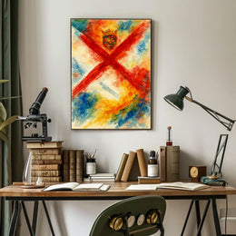 Abstract Watercolor With Crown And Cross Poster