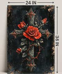 Roses And Cross Poster