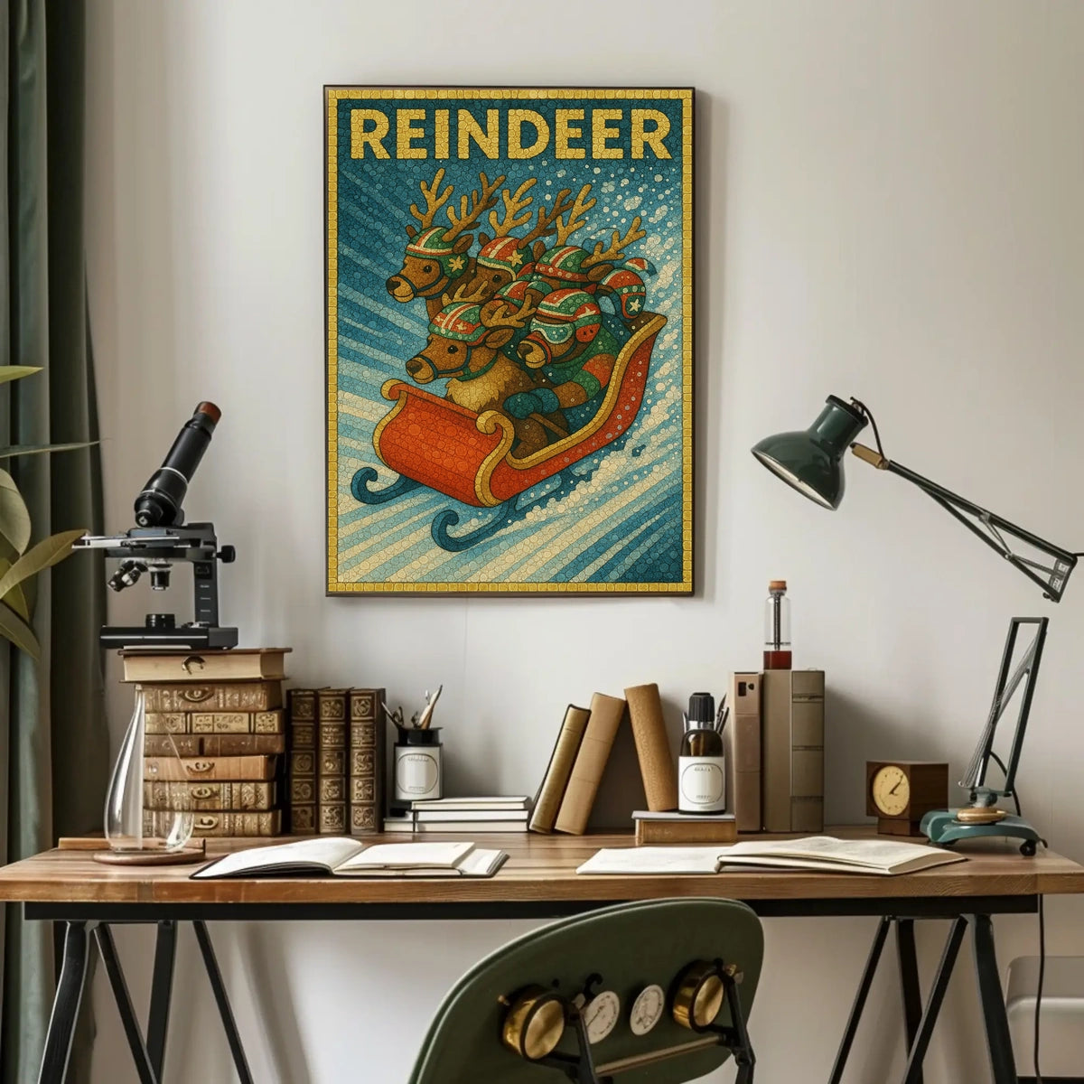Reindeer Sleigh Ride Poster