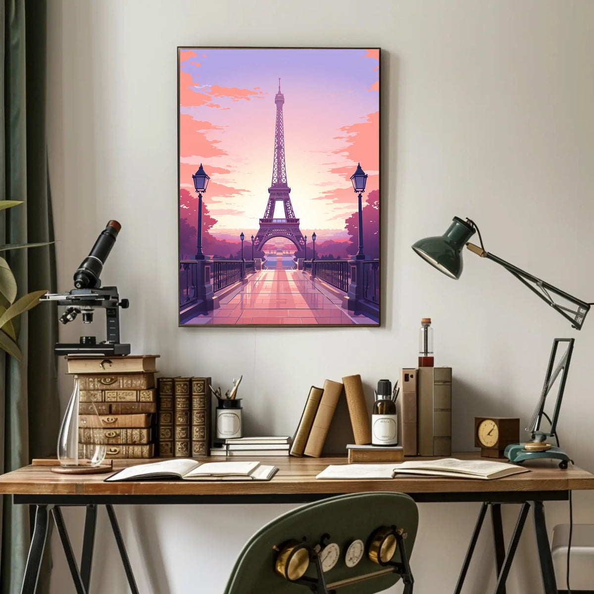 Eiffel Tower Sunset Art Print: Urban or Cityscape Poster