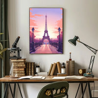 Eiffel Tower Sunset Art Print: Urban or Cityscape Poster