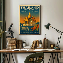 Thailand Vintage Travel Poster for Cultural Heritage Enthusiasts