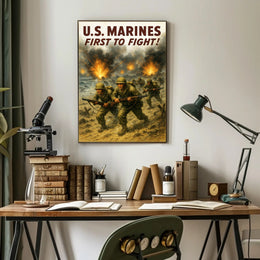 U.S. Marines First to Fight Poster PosterGoat