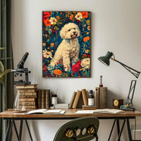 Fluffy Dog in Flower Garden Animal Poster