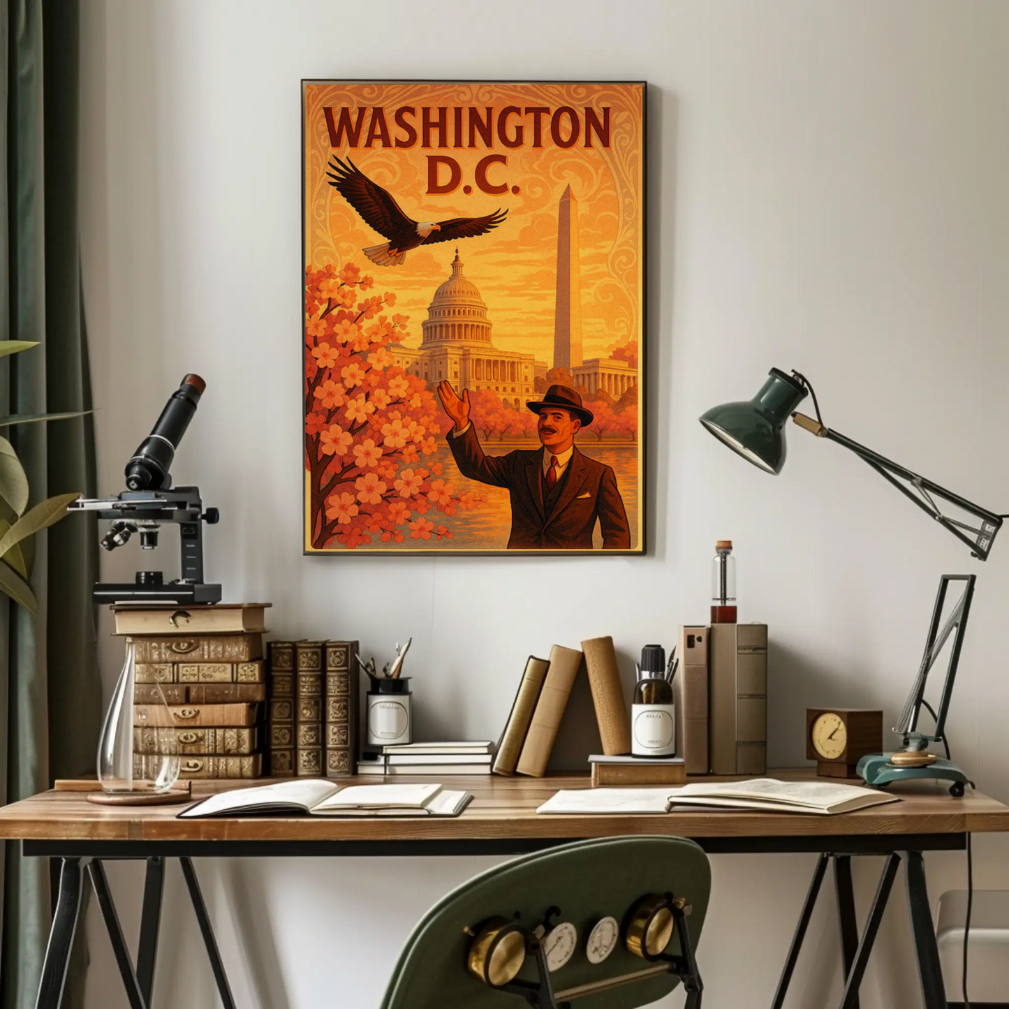 Washington DC Cherry Blossoms Capitol Eagle Travel Poster