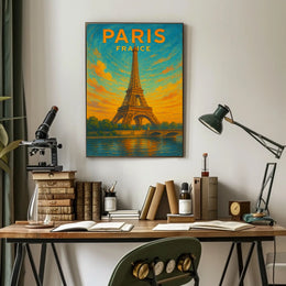 Paris, France Eiffel Tower At Sunset Poster