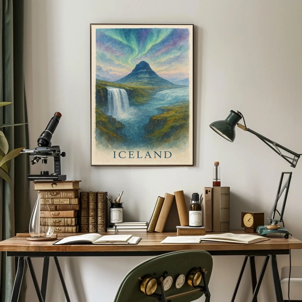 Enchanting Iceland Watercolor Poster