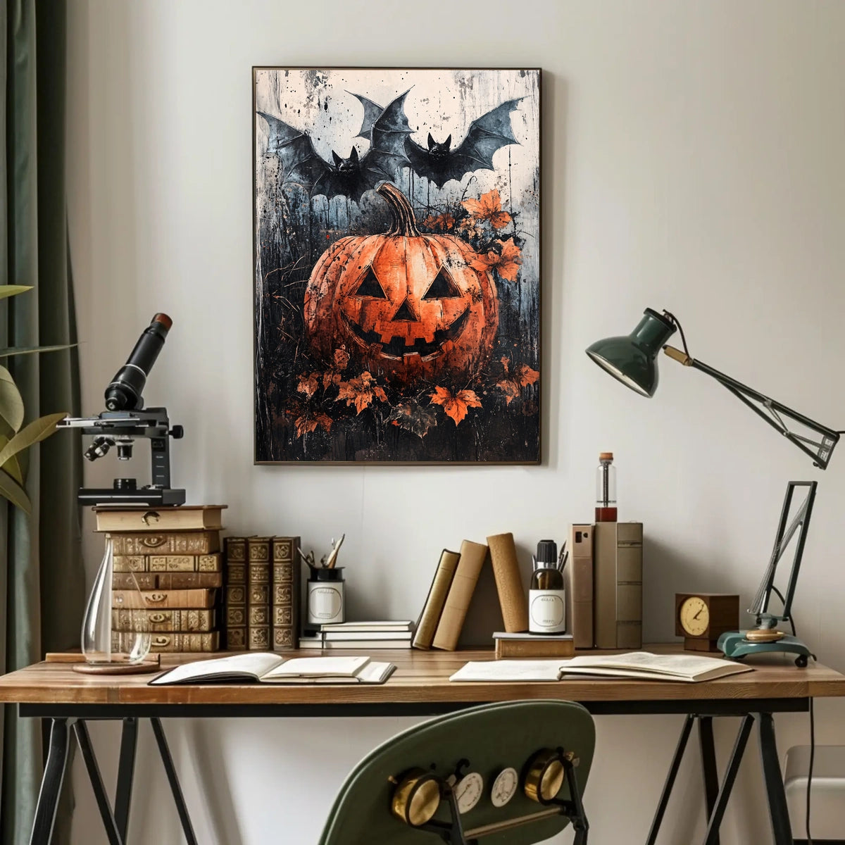 Spooky Pumpkin Scene Halloween Cultural or Heritage Poster