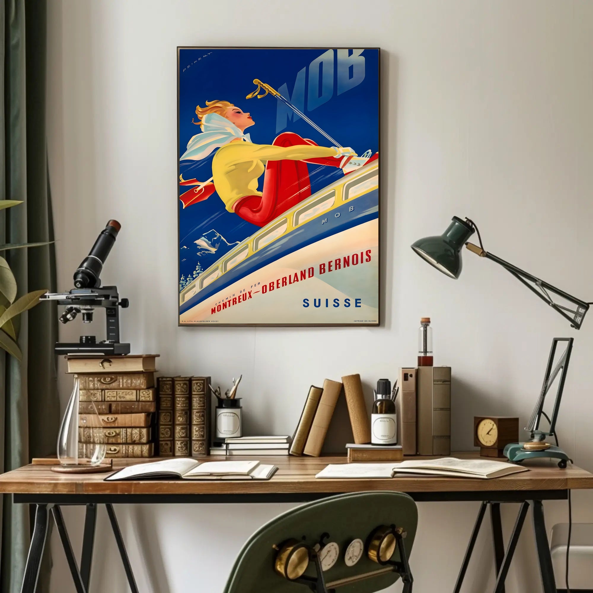 Swiss Adventure Vintage Travel Poster, Montreux Railway Scene PosterGoat