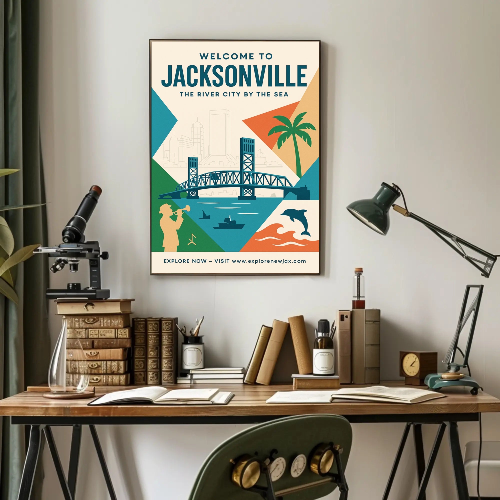 Jacksonville Cityscape Travel Poster PosterGoat