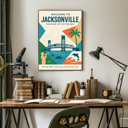 Jacksonville Cityscape Travel Poster PosterGoat