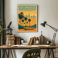 Los Angeles Retro Sunset Travel Poster