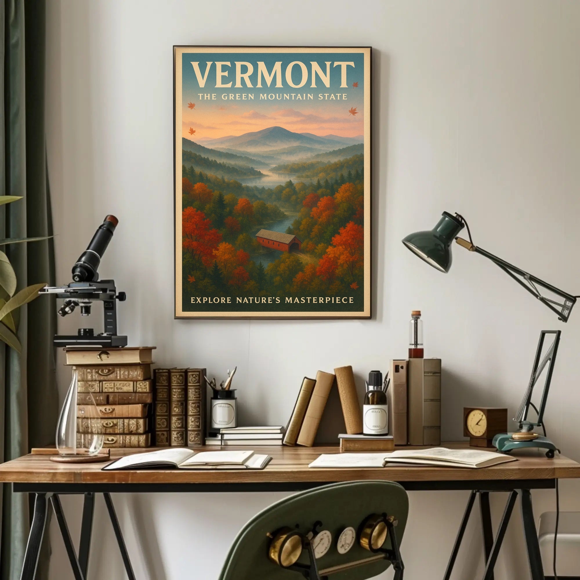 Vermont Scenic Poster Vintage Travel Wall Art