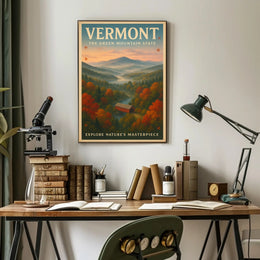 Vermont Scenic Poster Vintage Travel Wall Art
