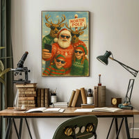 Whimsical North Pole Selfie Vintage Christmas Poster
