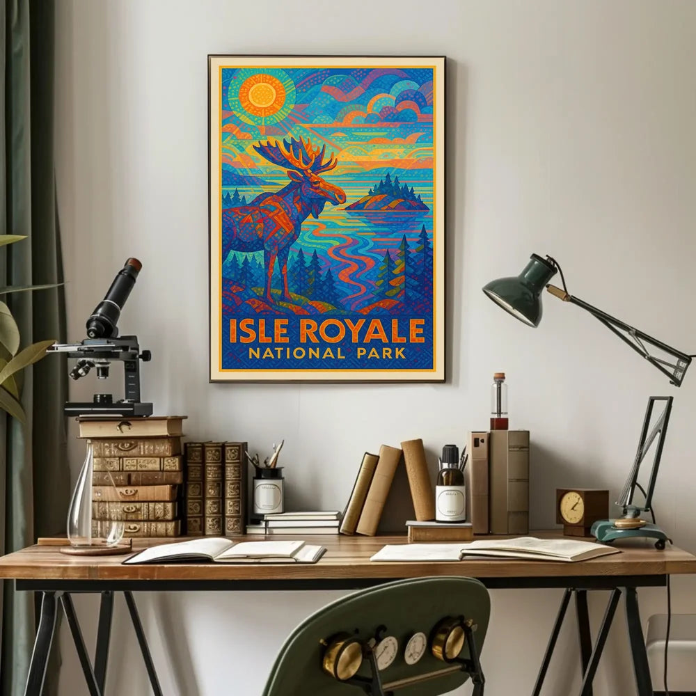 Isle Royale National Park Moose Wildlife Scenic Poster