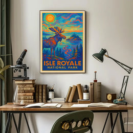 Isle Royale National Park Moose Wildlife Scenic Poster