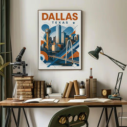 Dallas Skyline Modern Art Poster - Urban or Cityscape Poster PosterGoat