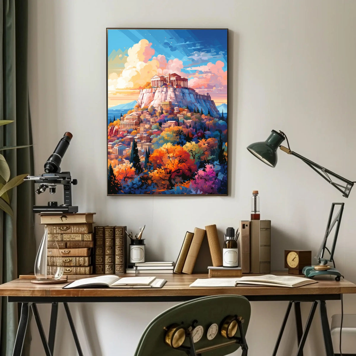 Acropolis Athens Illustration: Greek Heritage Cultural Poster