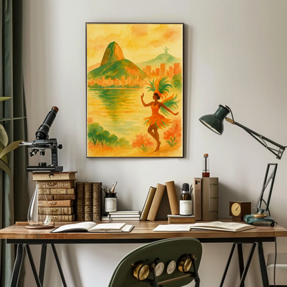Rio de Janeiro Watercolor Dancer Beach Poster