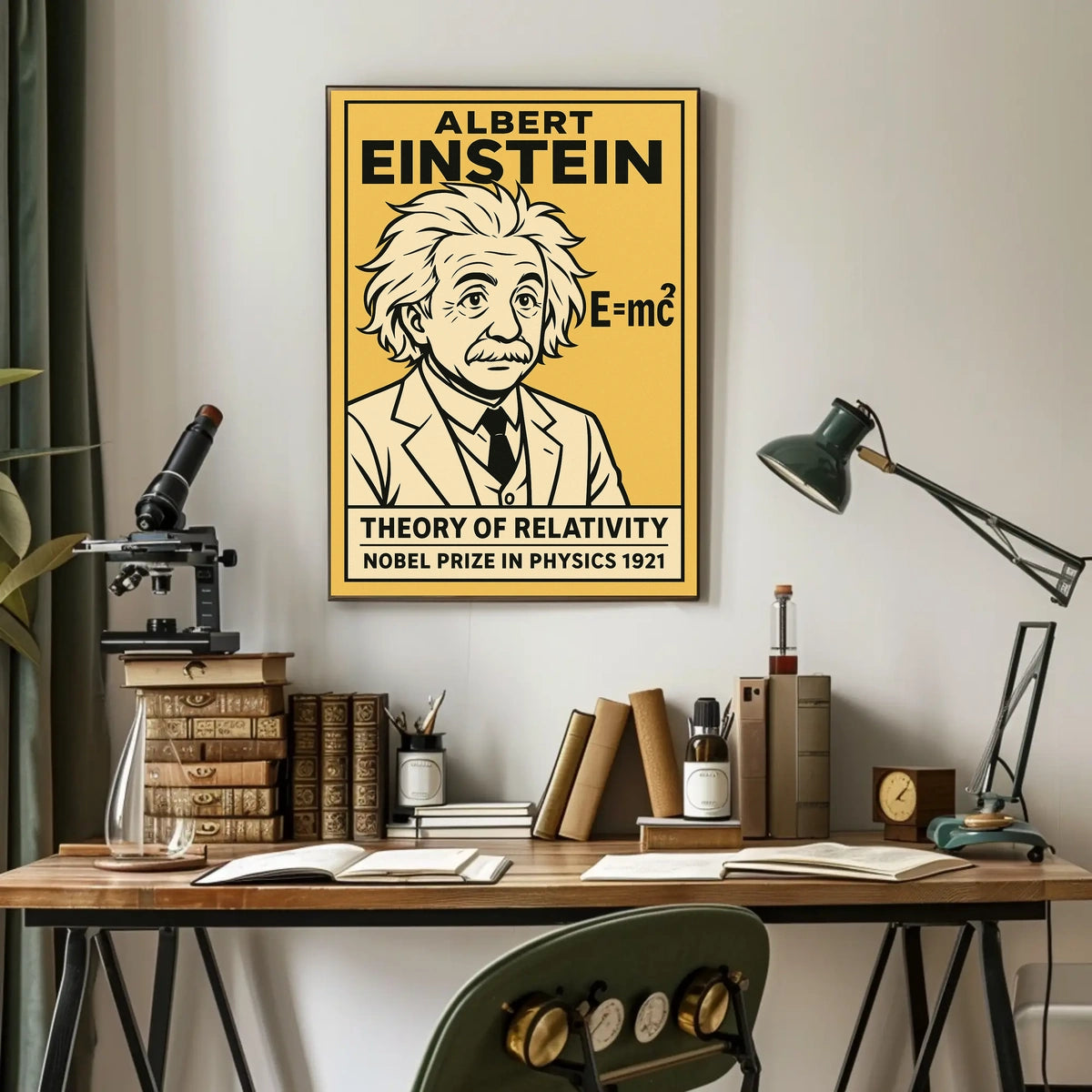 Albert Einstein Theory Relativity Cosmic Vision Timeless Educational Print Vintage Poster
