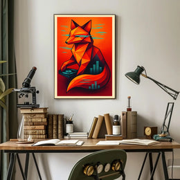 Geometric Fox With Digital Vibes Poster