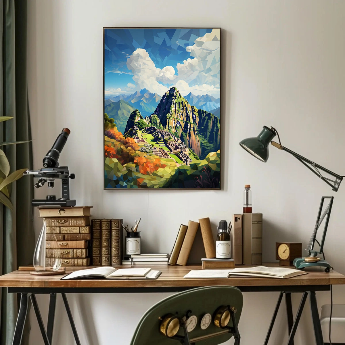 Machu Picchu Polygonal Art Adventure Cultural or Heritage Poster